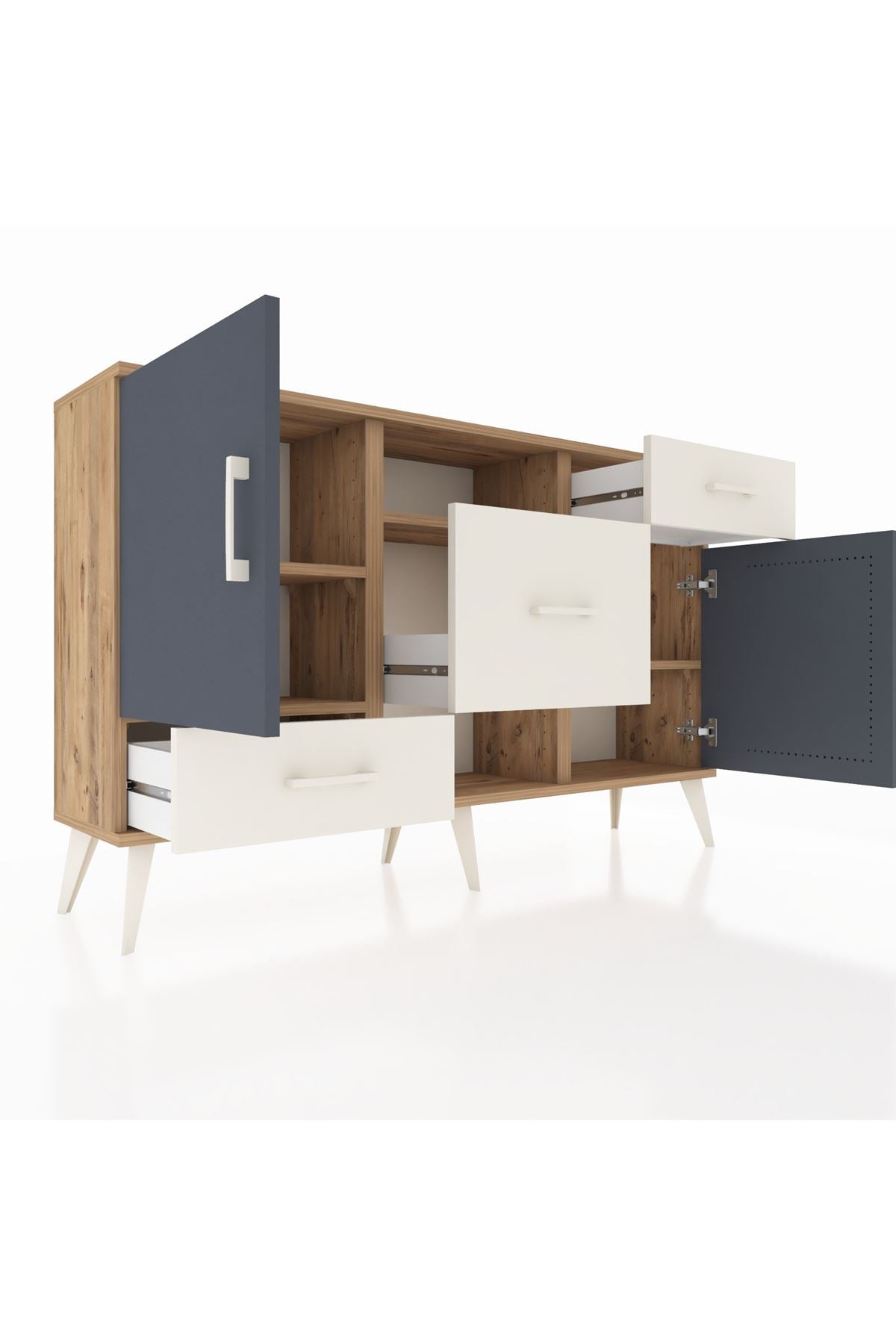 Arges Konsol 4 Raflı 3 Çekmeceli 2 Kapaklı 132x30x83 - S144M002V25A