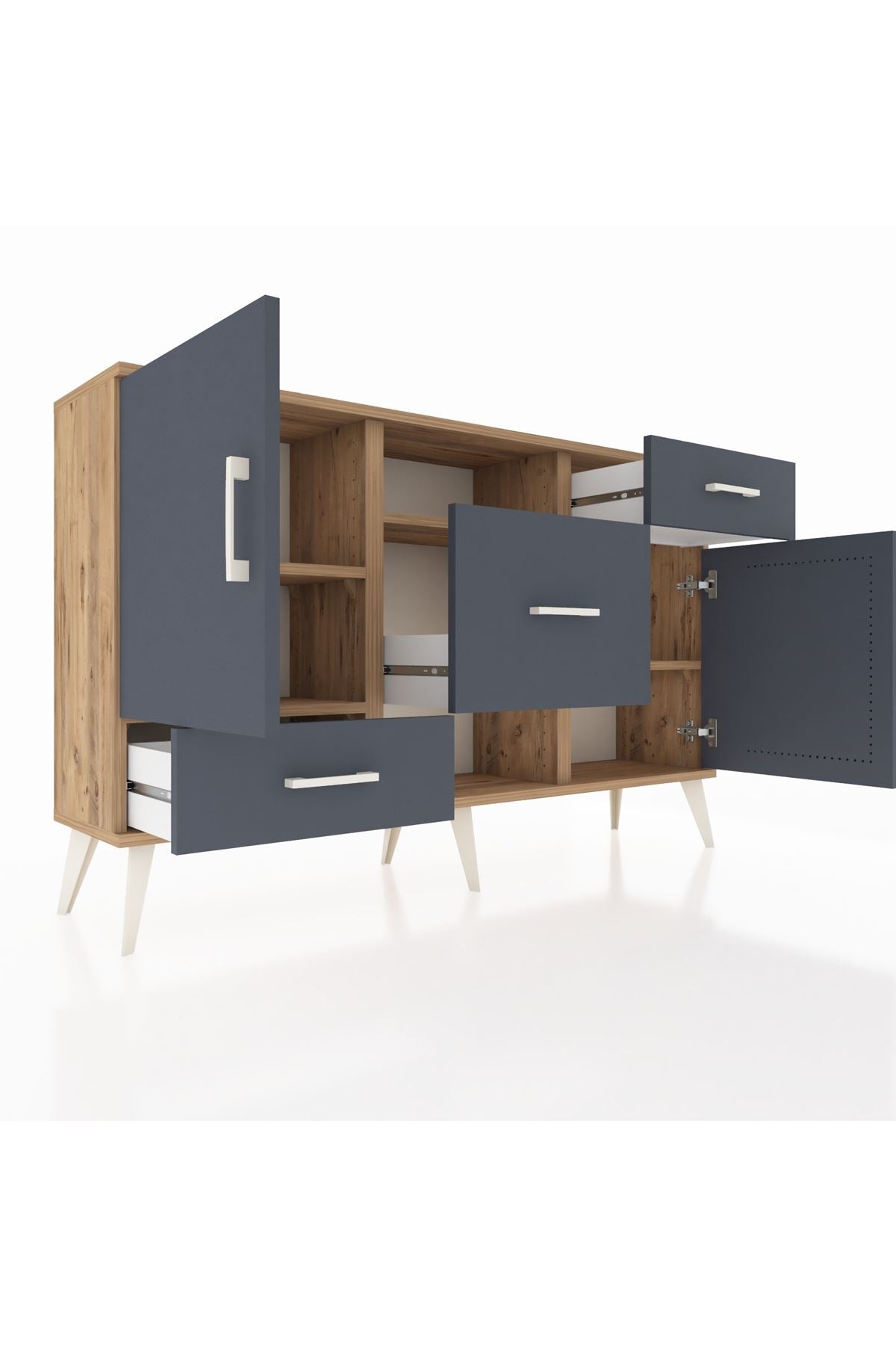 Arges Konsol 4 Raflı 3 Çekmeceli 2 Kapaklı 132x30x83 - S144M002V26A