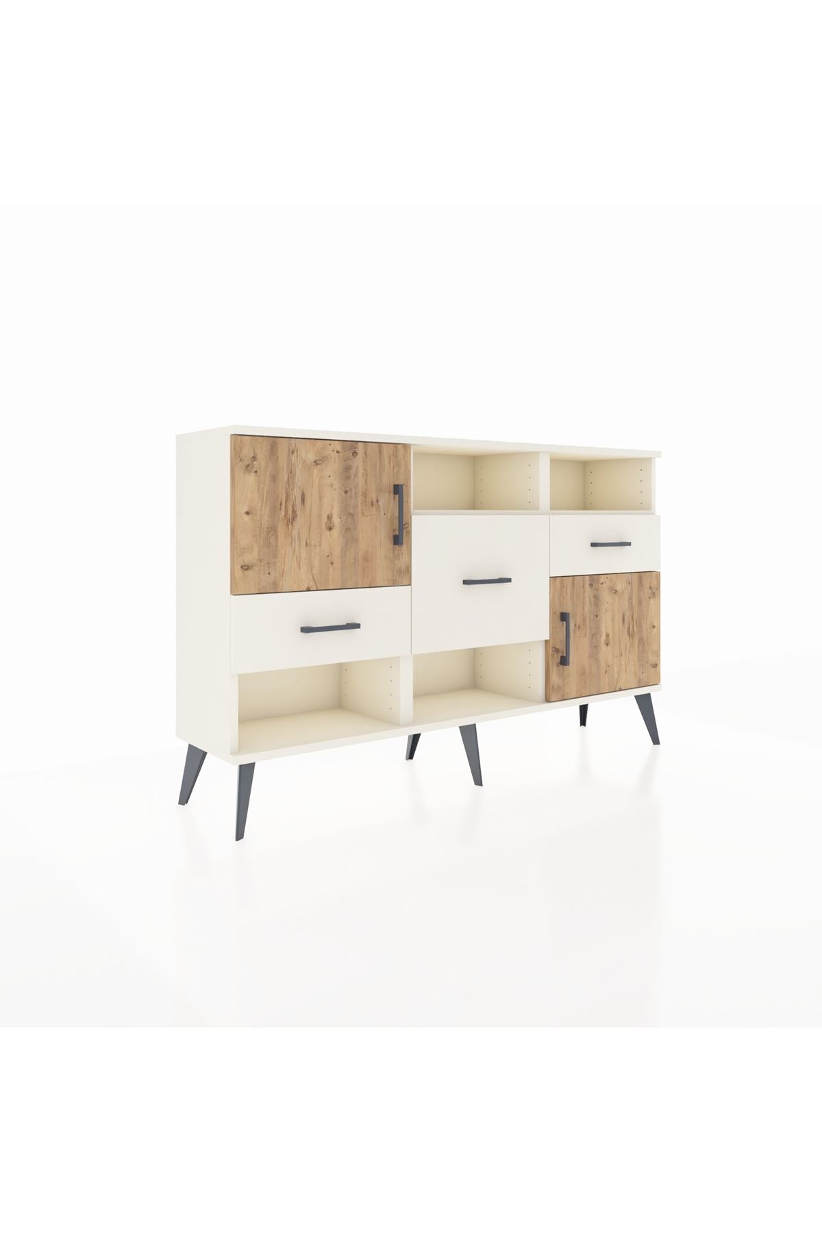 Arges Konsol 3 Raflı 3 Çekmeceli 2 Kapaklı 132x30x83 - S144M003V01A