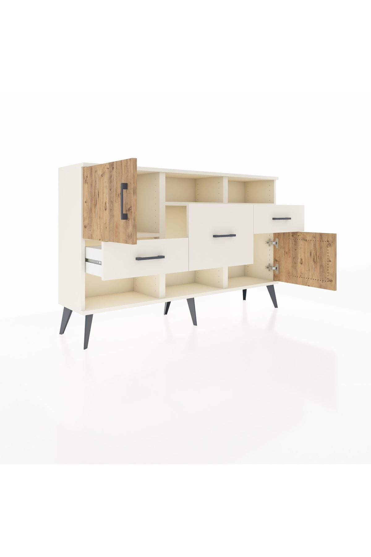 Arges Konsol 3 Raflı 3 Çekmeceli 2 Kapaklı 132x30x83 - S144M003V01A