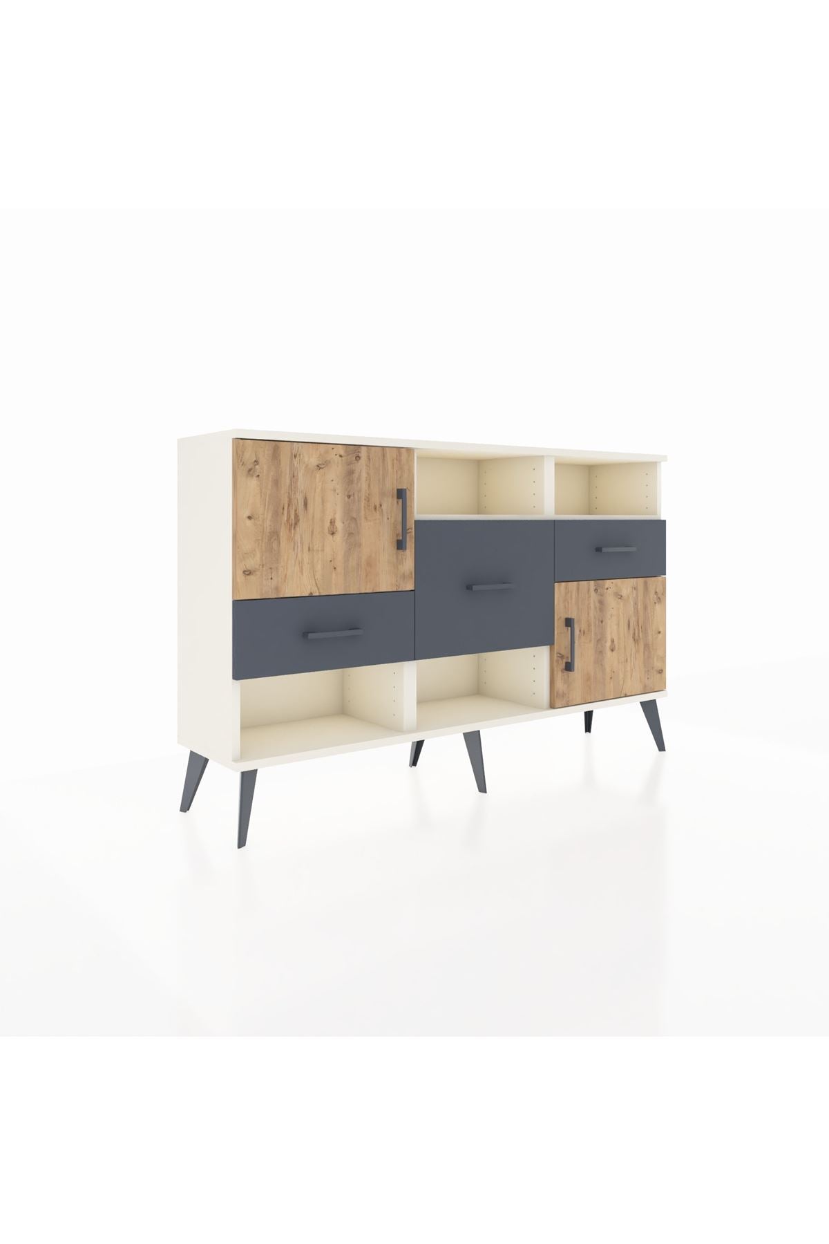 Arges Konsol 3 Raflı 3 Çekmeceli 2 Kapaklı 132x30x83 - S144M003V02A
