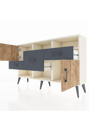 Arges Konsol 3 Raflı 3 Çekmeceli 2 Kapaklı 132x30x83 - S144M003V02A