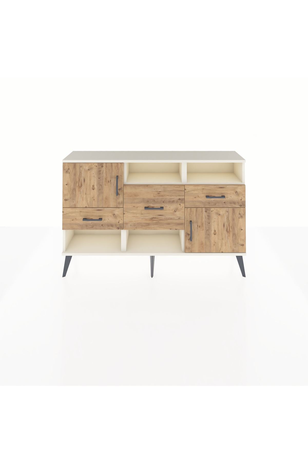 Arges Konsol 3 Raflı 3 Çekmeceli 2 Kapaklı 132x30x83 - S144M003V03A