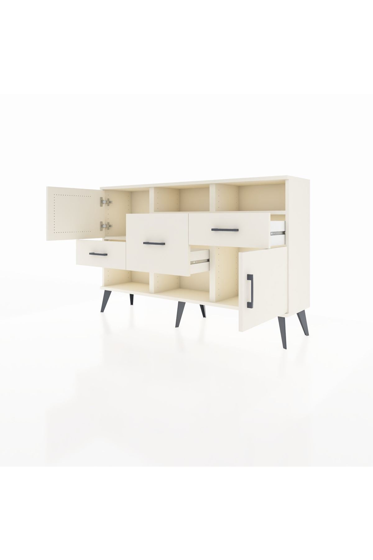 Arges Konsol 3 Raflı 3 Çekmeceli 2 Kapaklı 132x30x83 - S144M003V04A