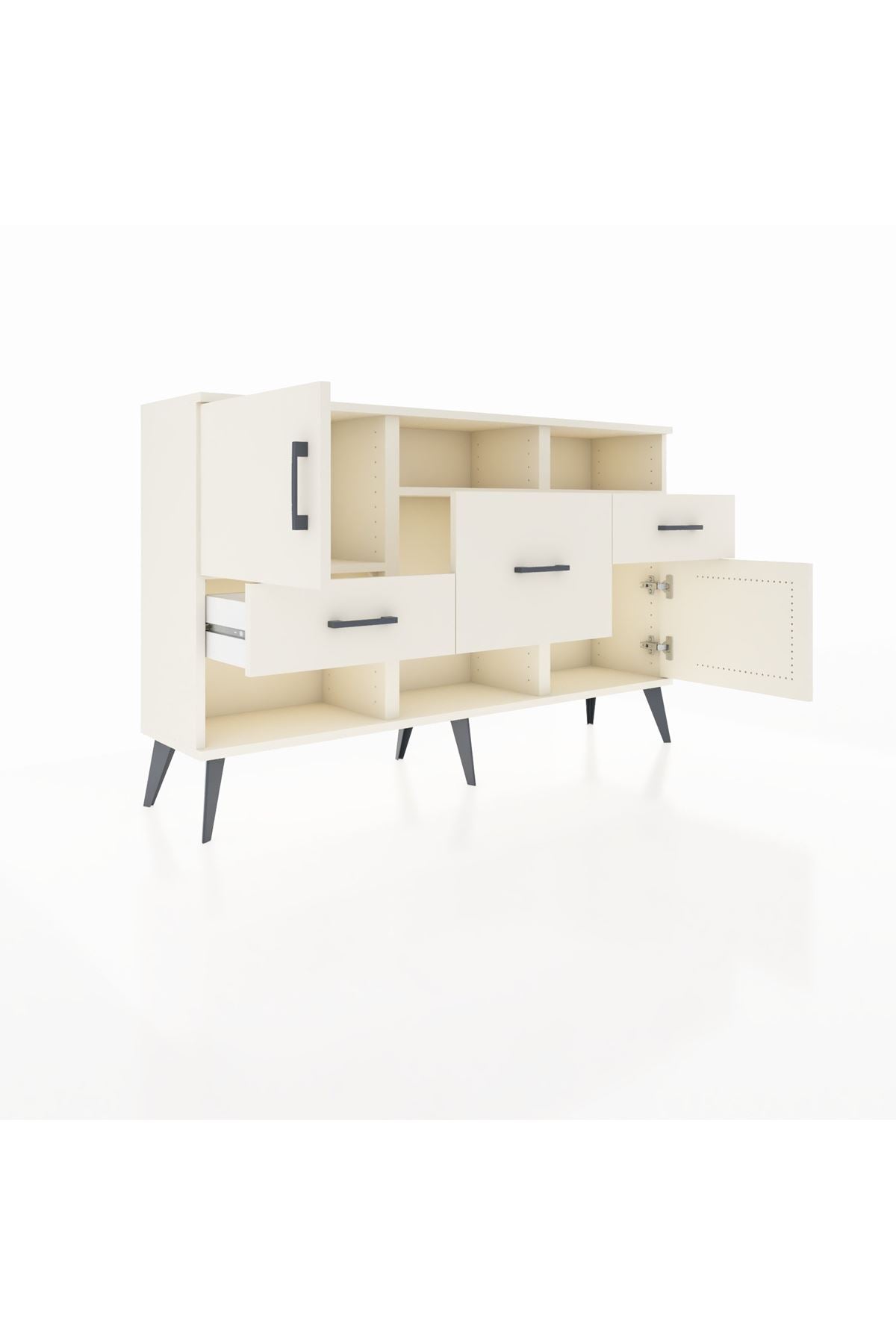 Arges Konsol 3 Raflı 3 Çekmeceli 2 Kapaklı 132x30x83 - S144M003V04A