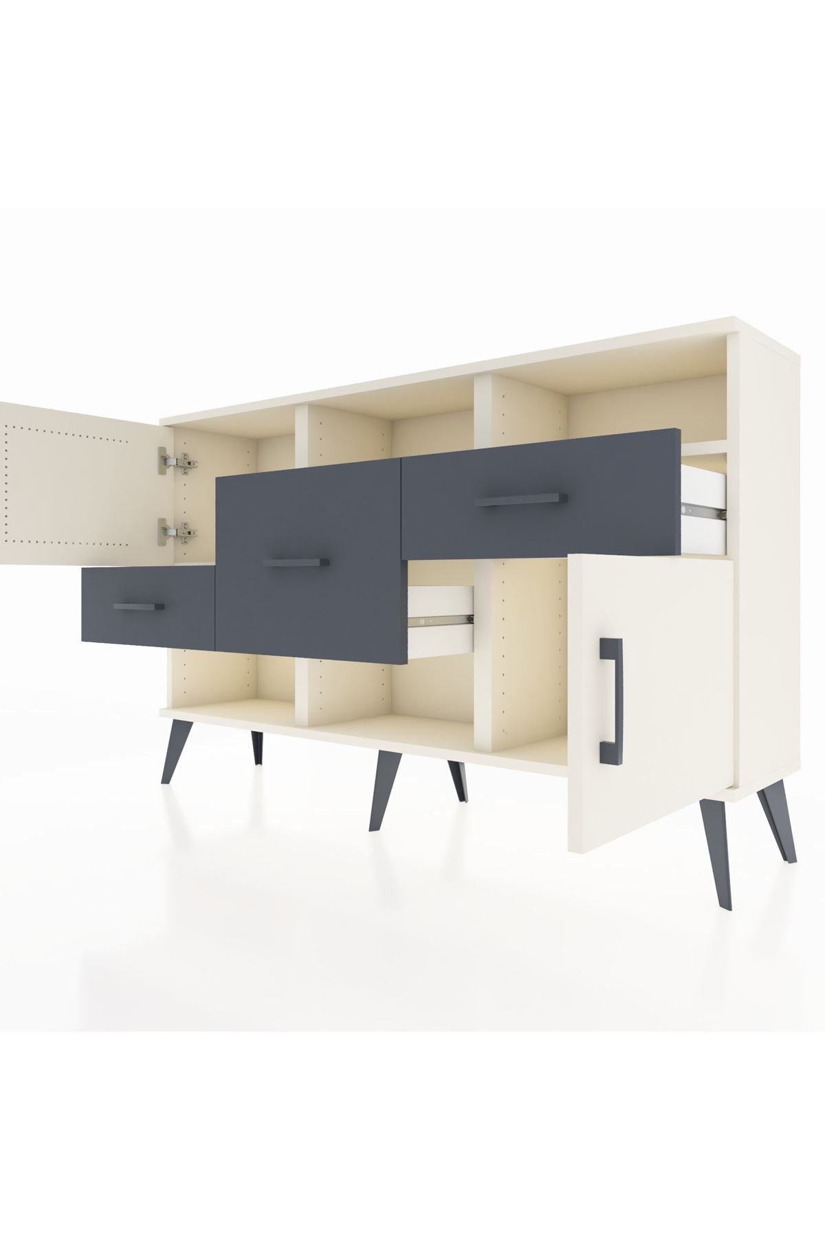 Arges Konsol 3 Raflı 3 Çekmeceli 2 Kapaklı 132x30x83 - S144M003V05A