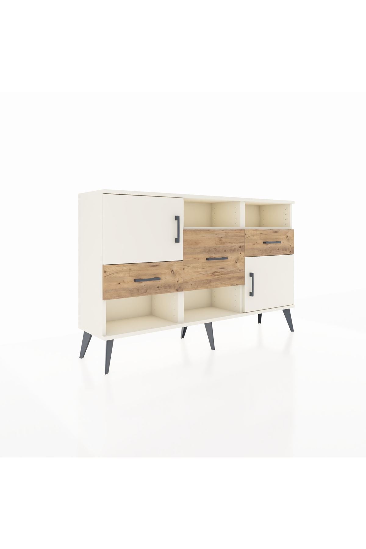 Arges Konsol 3 Raflı 3 Çekmeceli 2 Kapaklı 132x30x83 - S144M003V06A