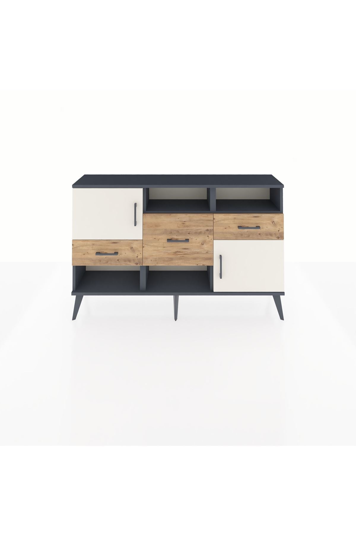 Arges Konsol 3 Raflı 3 Çekmeceli 2 Kapaklı 132x30x83 - S144M003V15A