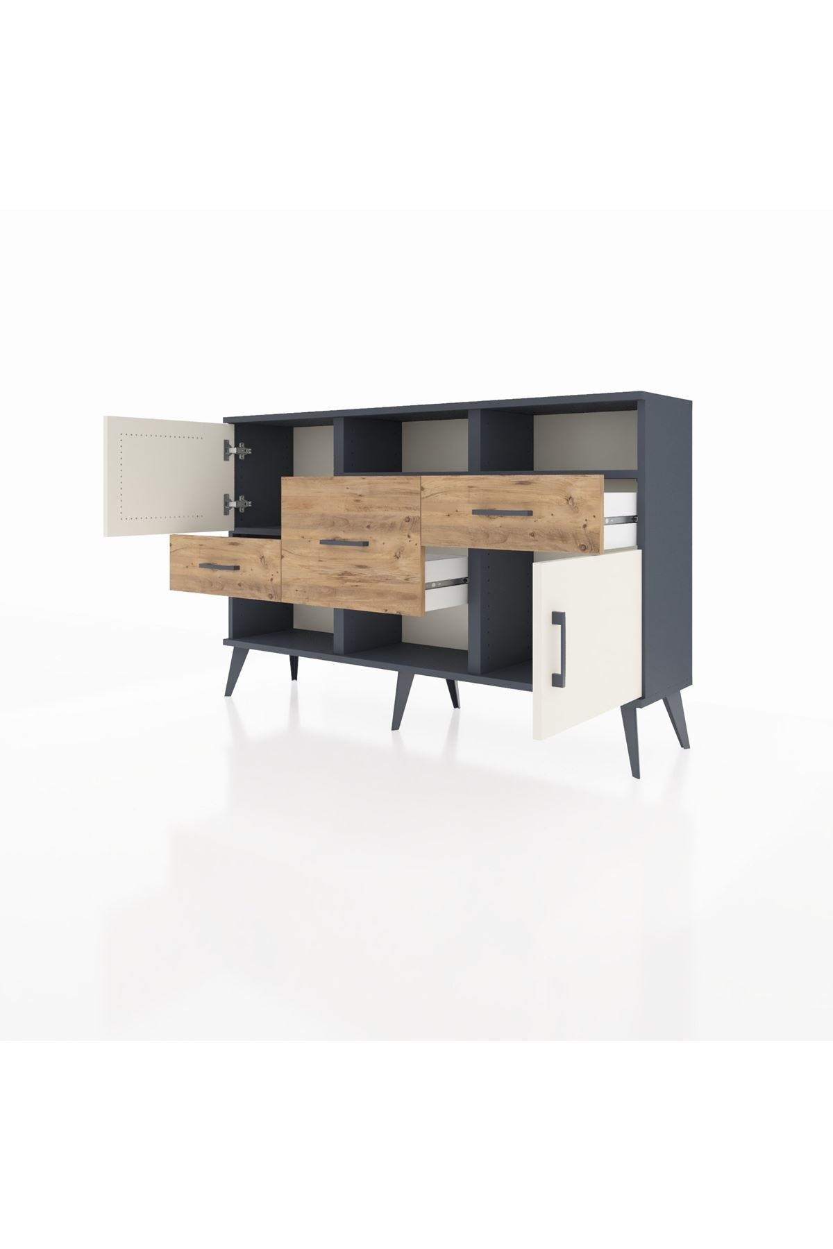 Arges Konsol 3 Raflı 3 Çekmeceli 2 Kapaklı 132x30x83 - S144M003V15A