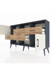Arges Konsol 3 Raflı 3 Çekmeceli 2 Kapaklı 132x30x83 - S144M003V15A