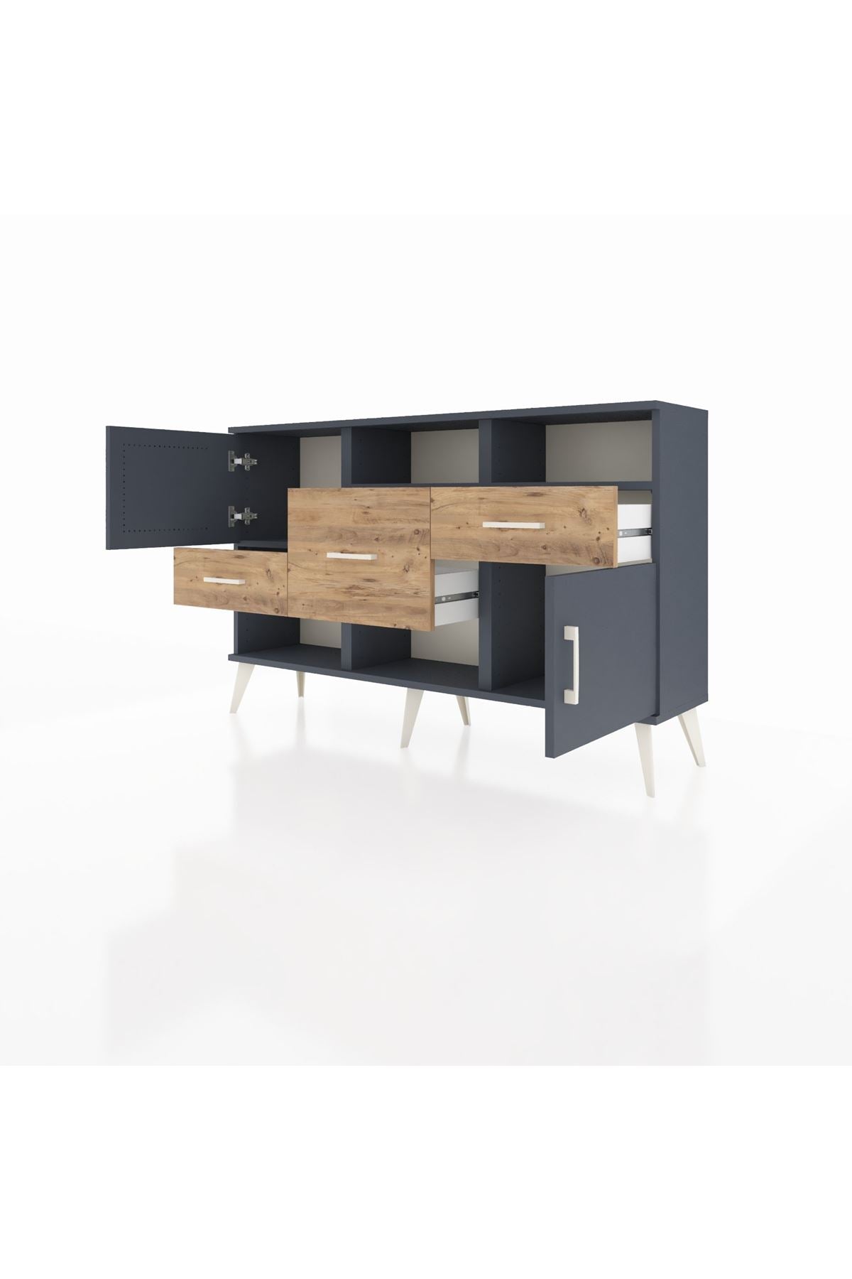 Arges Konsol 3 Raflı 3 Çekmeceli 2 Kapaklı 132x30x83 - S144M003V18A
