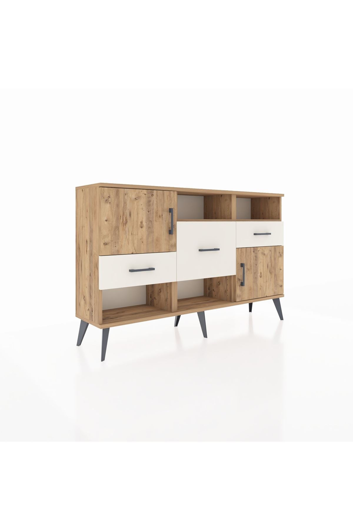 Arges Konsol 3 Raflı 3 Çekmeceli 2 Kapaklı 132x30x83 - S144M003V19A
