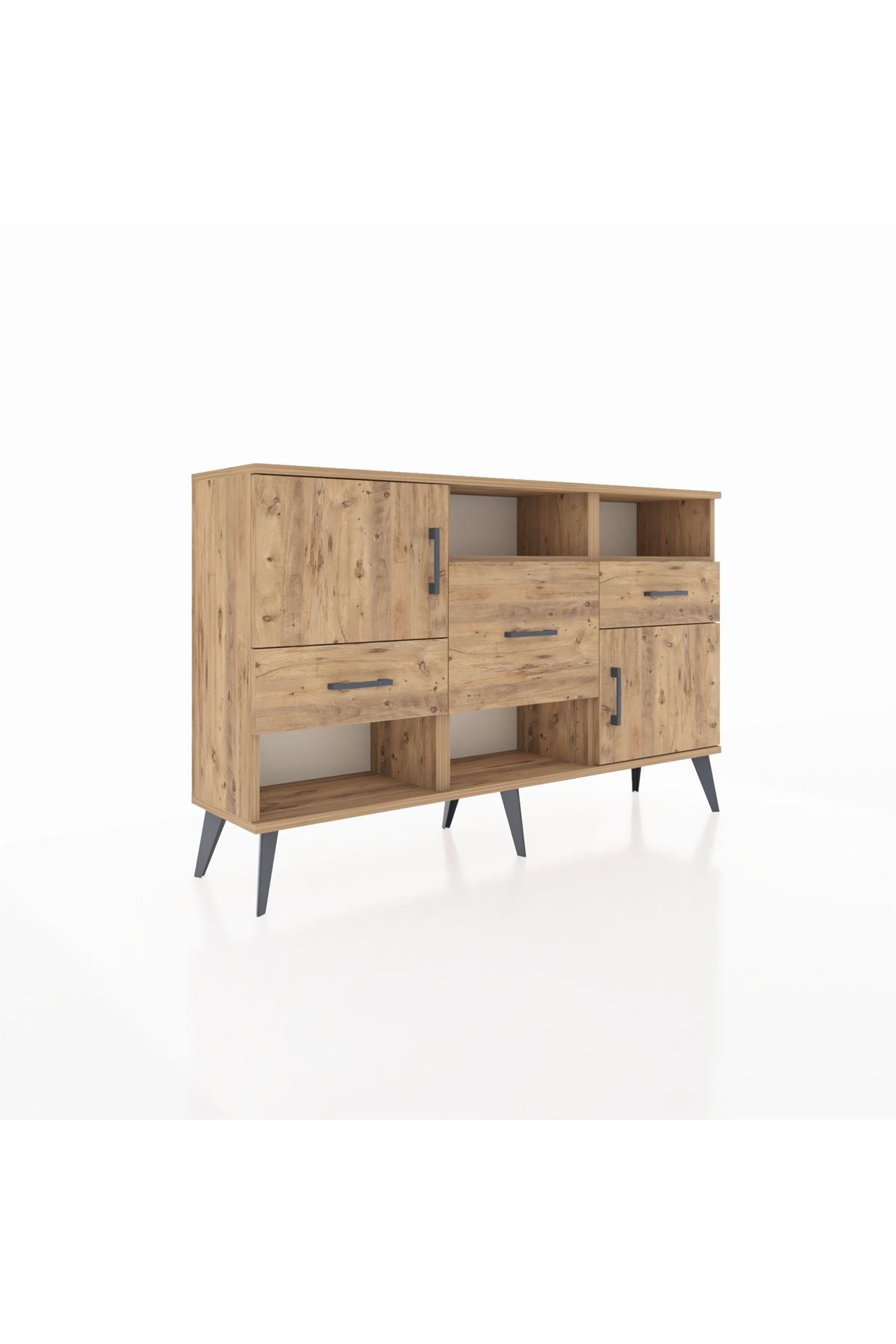 Arges Konsol 3 Raflı 3 Çekmeceli 2 Kapaklı 132x30x83 - S144M003V21A