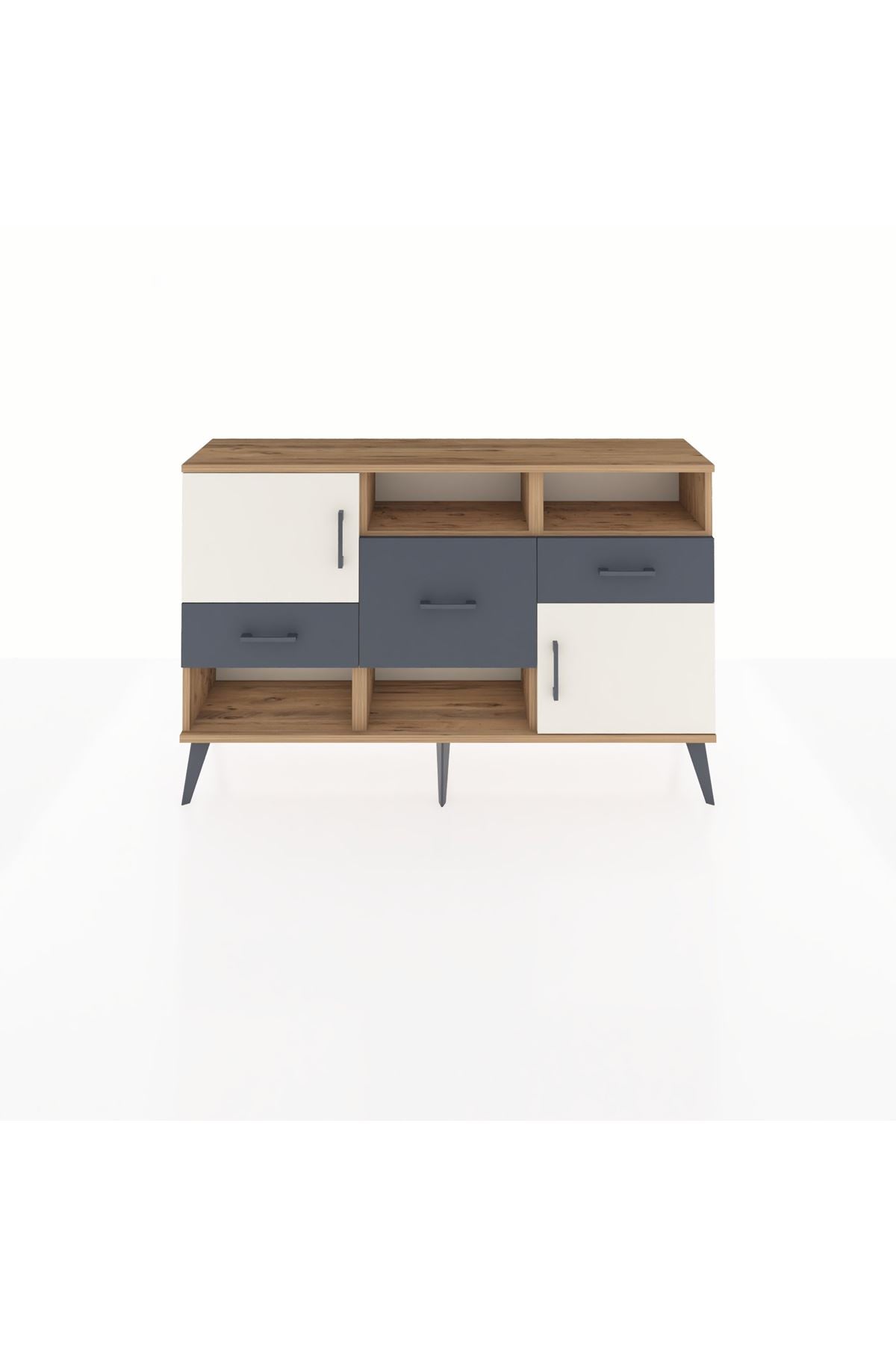 Arges Konsol 3 Raflı 3 Çekmeceli 2 Kapaklı 132x30x83 - S144M003V23A