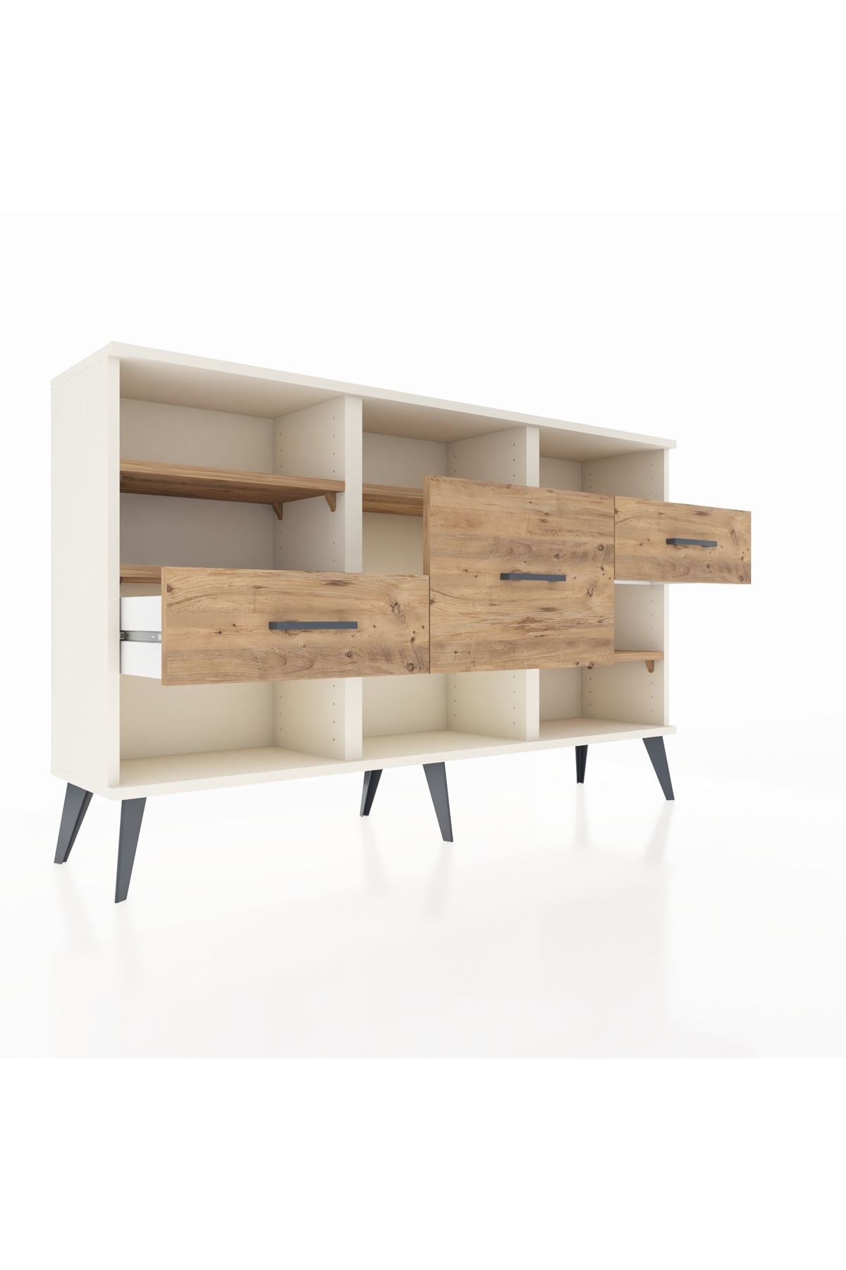 Arges Konsol 5 Raflı 3 Çekmeceli 132x30x83 - S144M004V03A