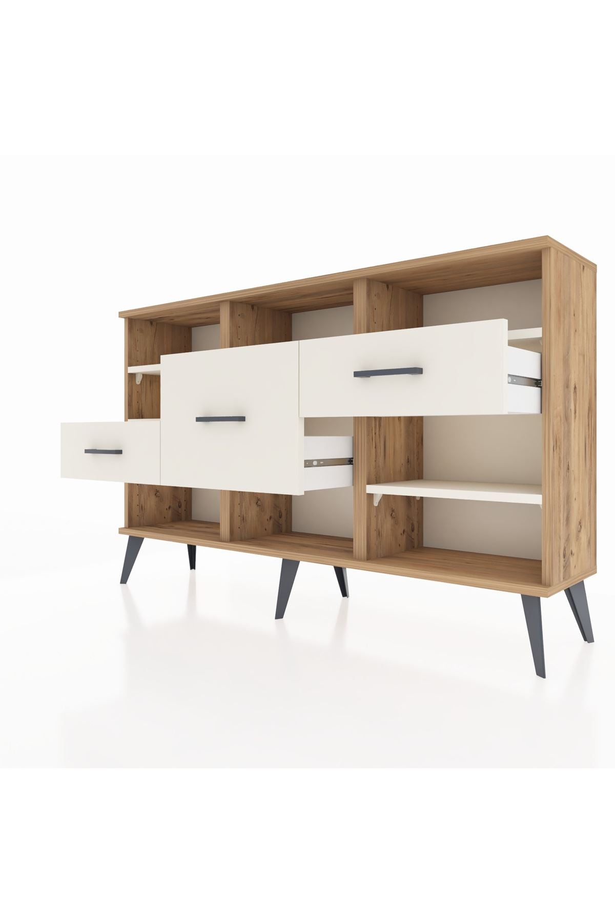 Arges Konsol 5 Raflı 3 Çekmeceli 132x30x83 - S144M004V22A