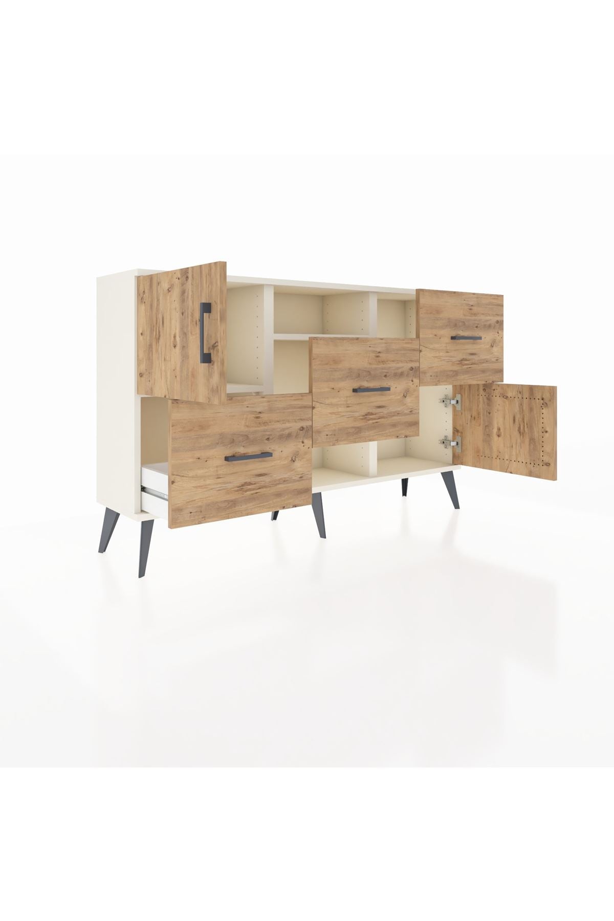 Arges Konsol 2 Raflı 3 Çekmeceli 2 Kapaklı 132x30x83 - S144M006V03A