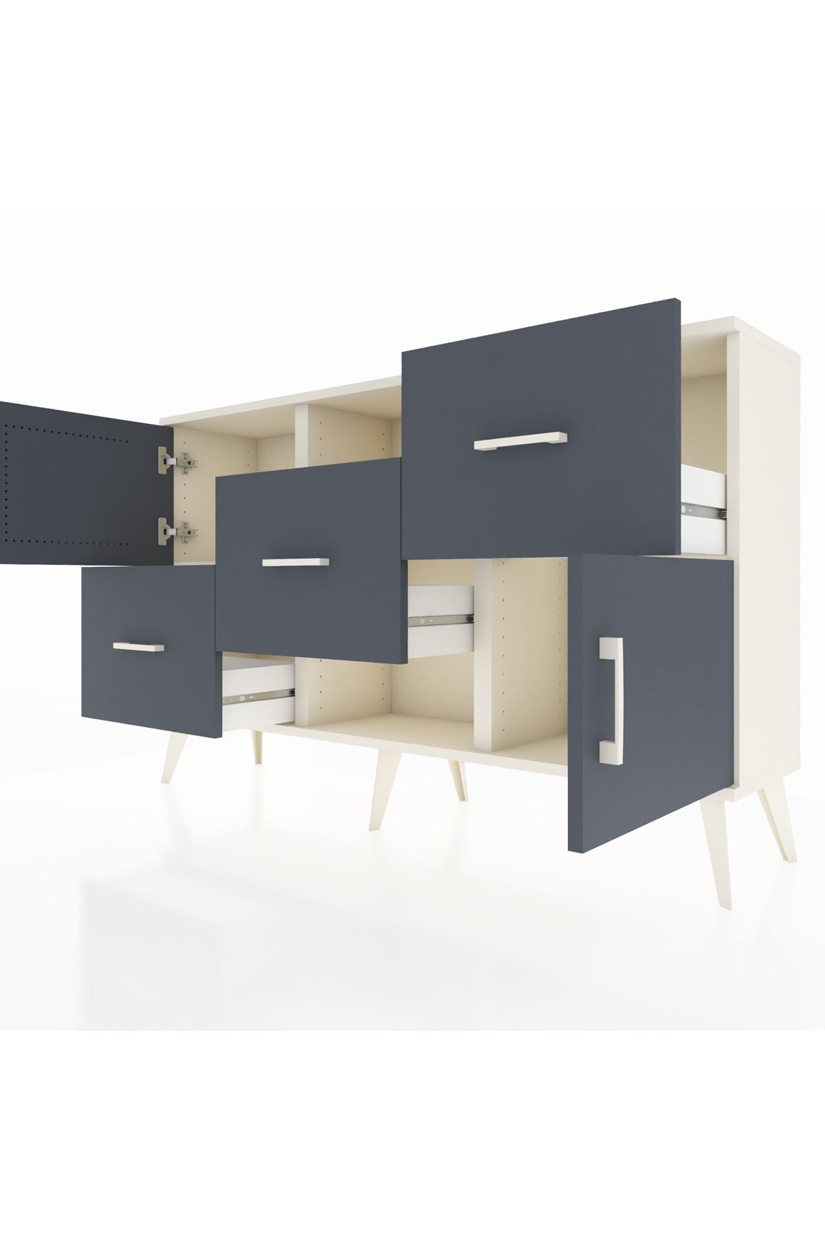 Arges Konsol 2 Raflı 3 Çekmeceli 2 Kapaklı 132x30x83 - S144M006V08A