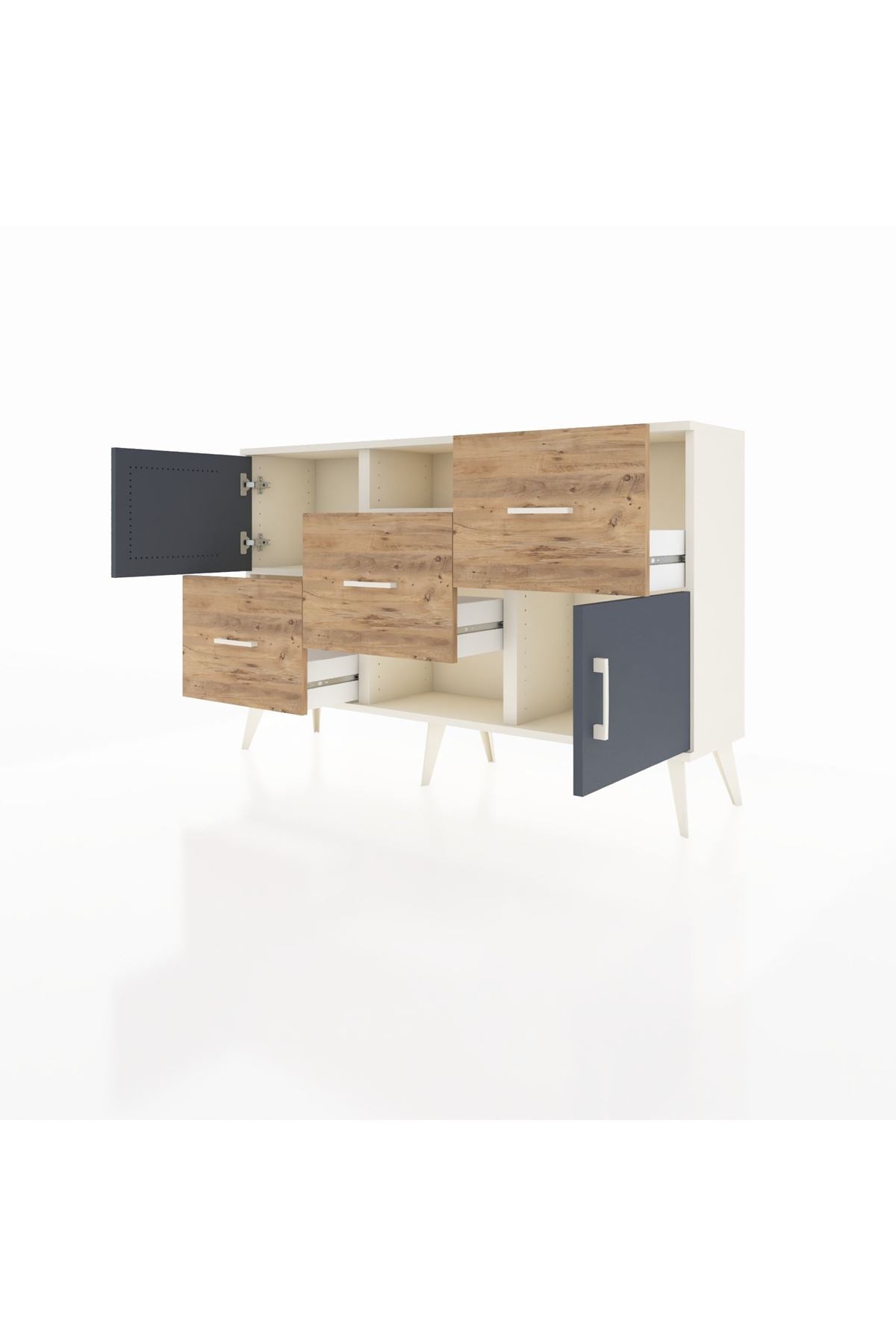 Arges Konsol 2 Raflı 3 Çekmeceli 2 Kapaklı 132x30x83 - S144M006V09A