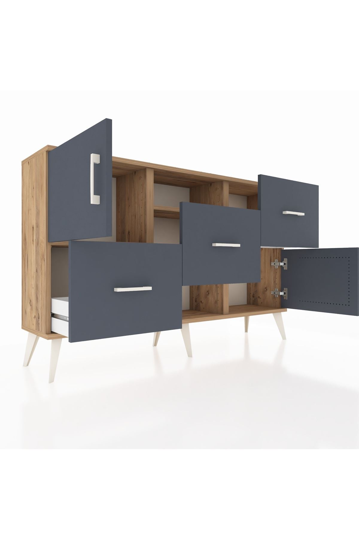 Arges Konsol 2 Raflı 3 Çekmeceli 2 Kapaklı 132x30x83 - S144M006V26A