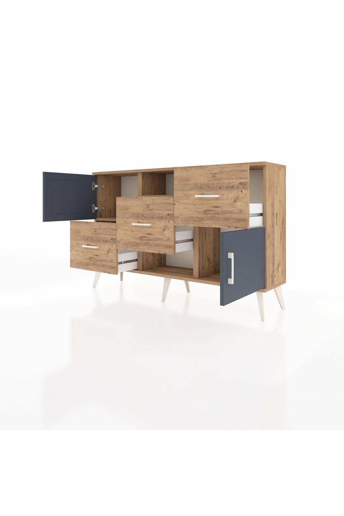 Arges Konsol 2 Raflı 3 Çekmeceli 2 Kapaklı 132x30x83 - S144M006V27A