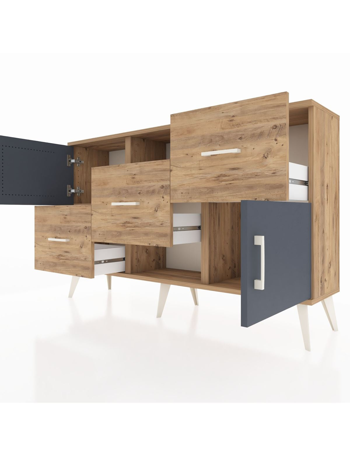Arges Konsol 2 Raflı 3 Çekmeceli 2 Kapaklı 132x30x83 - S144M006V27A