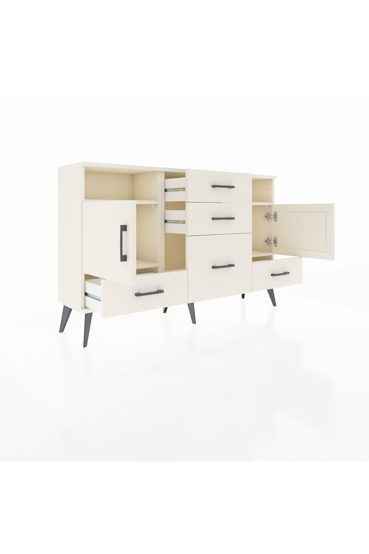 Arges Konsol 4 Raflı 5 Çekmeceli 2 Kapaklı 132x30x83 - S144M007V04A