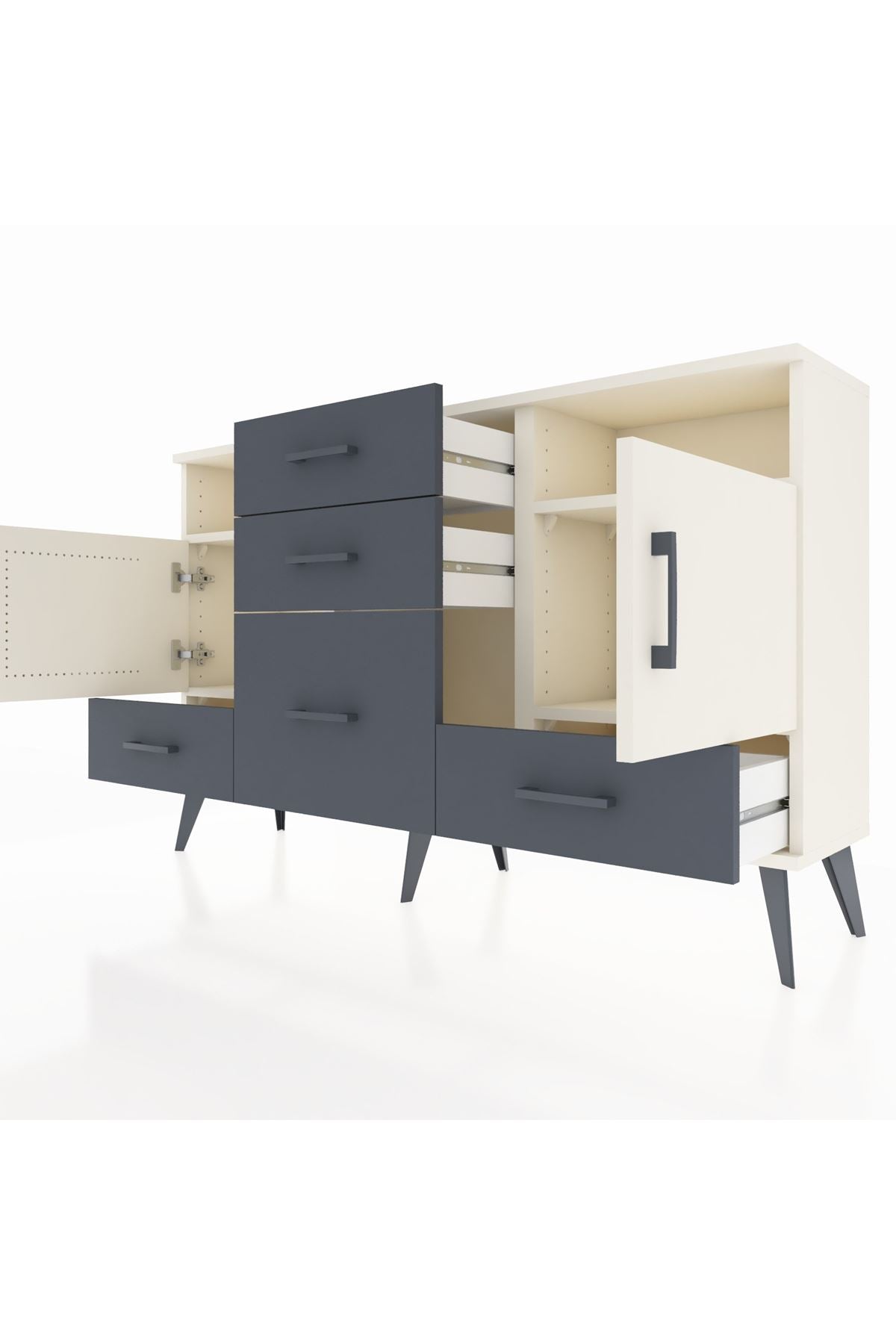 Arges Konsol 4 Raflı 5 Çekmeceli 2 Kapaklı 132x30x83 - S144M007V05A