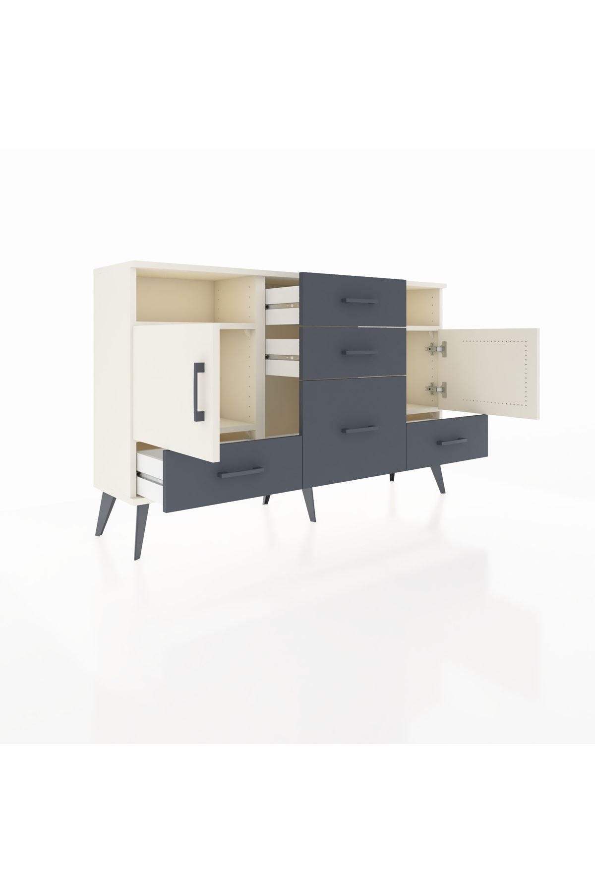 Arges Konsol 4 Raflı 5 Çekmeceli 2 Kapaklı 132x30x83 - S144M007V05A