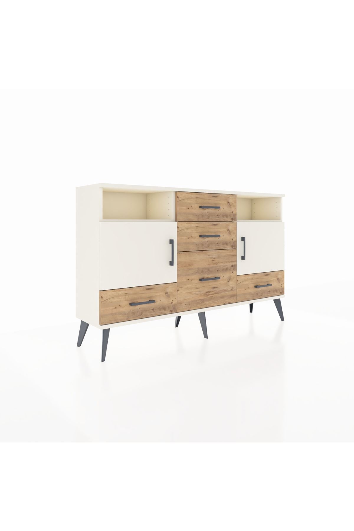 Arges Konsol 4 Raflı 5 Çekmeceli 2 Kapaklı 132x30x83 - S144M007V06A