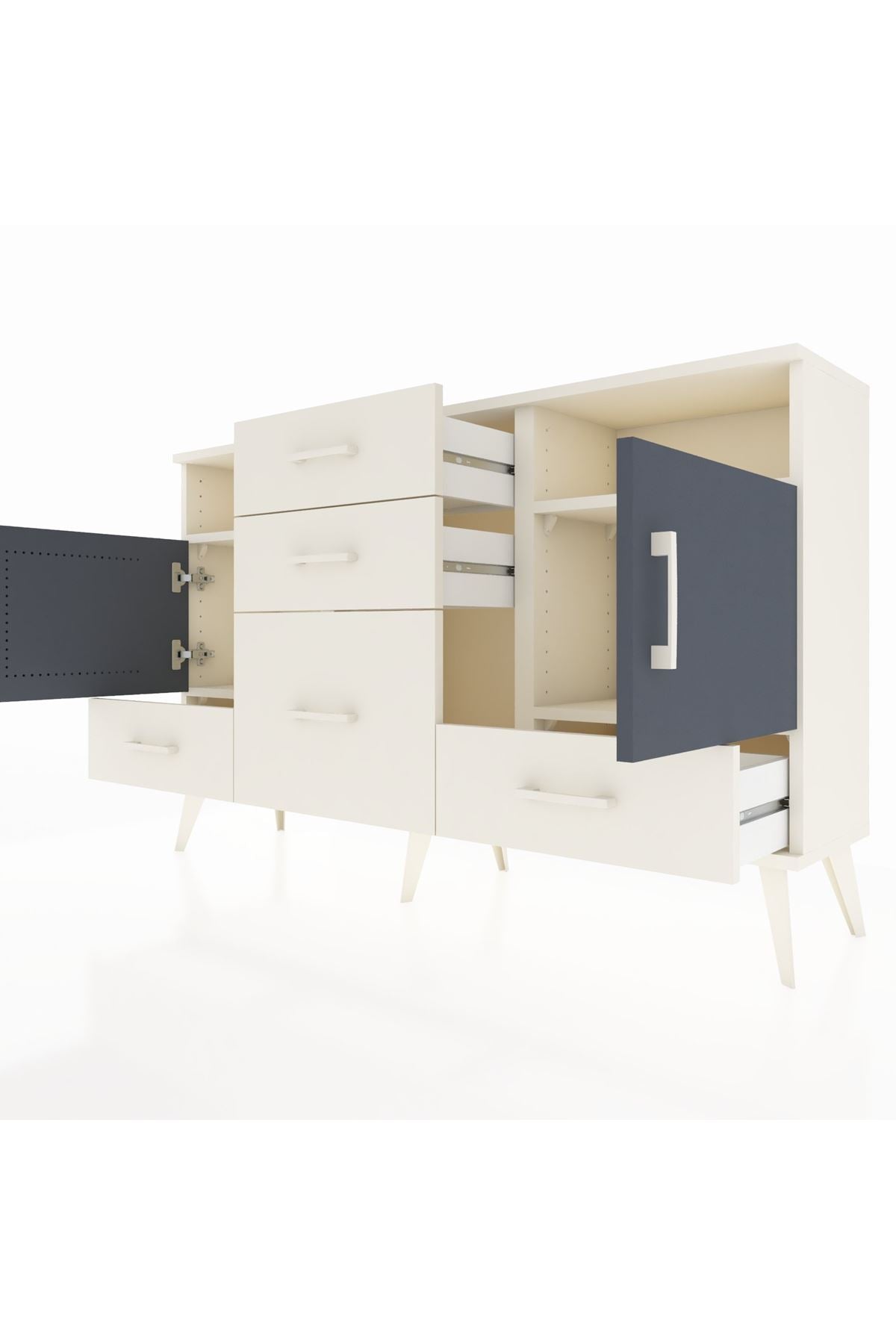 Arges Konsol 4 Raflı 5 Çekmeceli 2 Kapaklı 132x30x83 - S144M007V07A