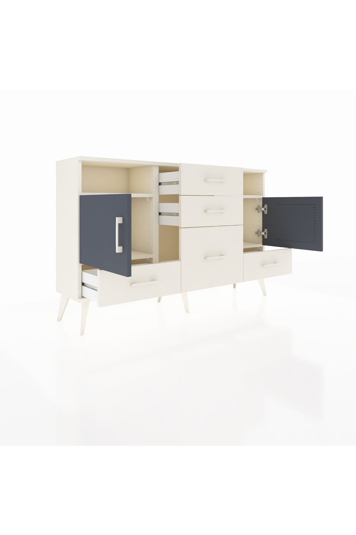 Arges Konsol 4 Raflı 5 Çekmeceli 2 Kapaklı 132x30x83 - S144M007V07A