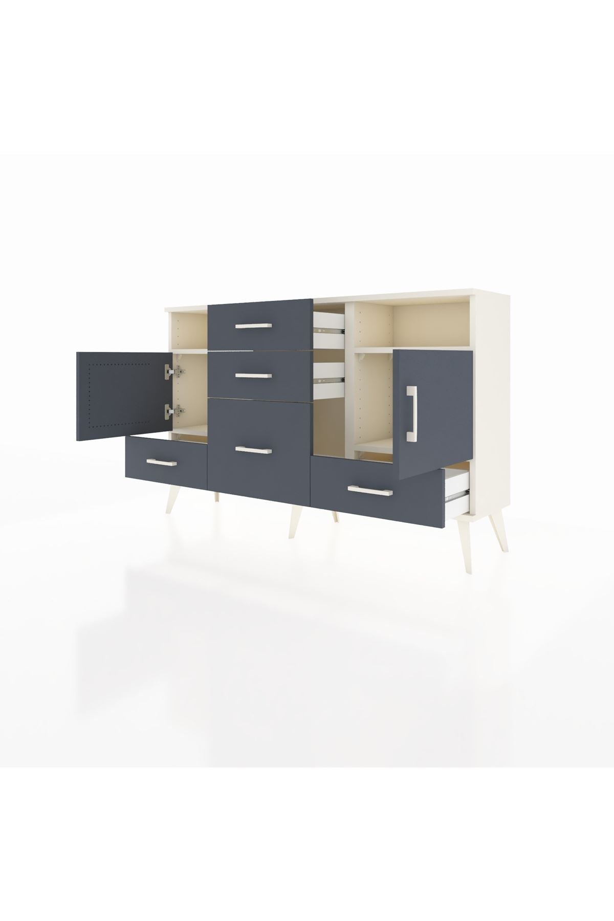 Arges Konsol 4 Raflı 5 Çekmeceli 2 Kapaklı 132x30x83 - S144M007V08A