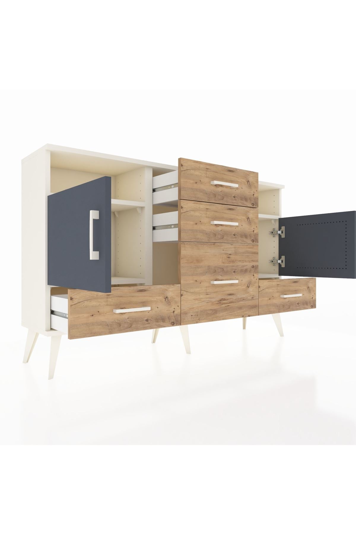 Arges Konsol 4 Raflı 5 Çekmeceli 2 Kapaklı 132x30x83 - S144M007V09A