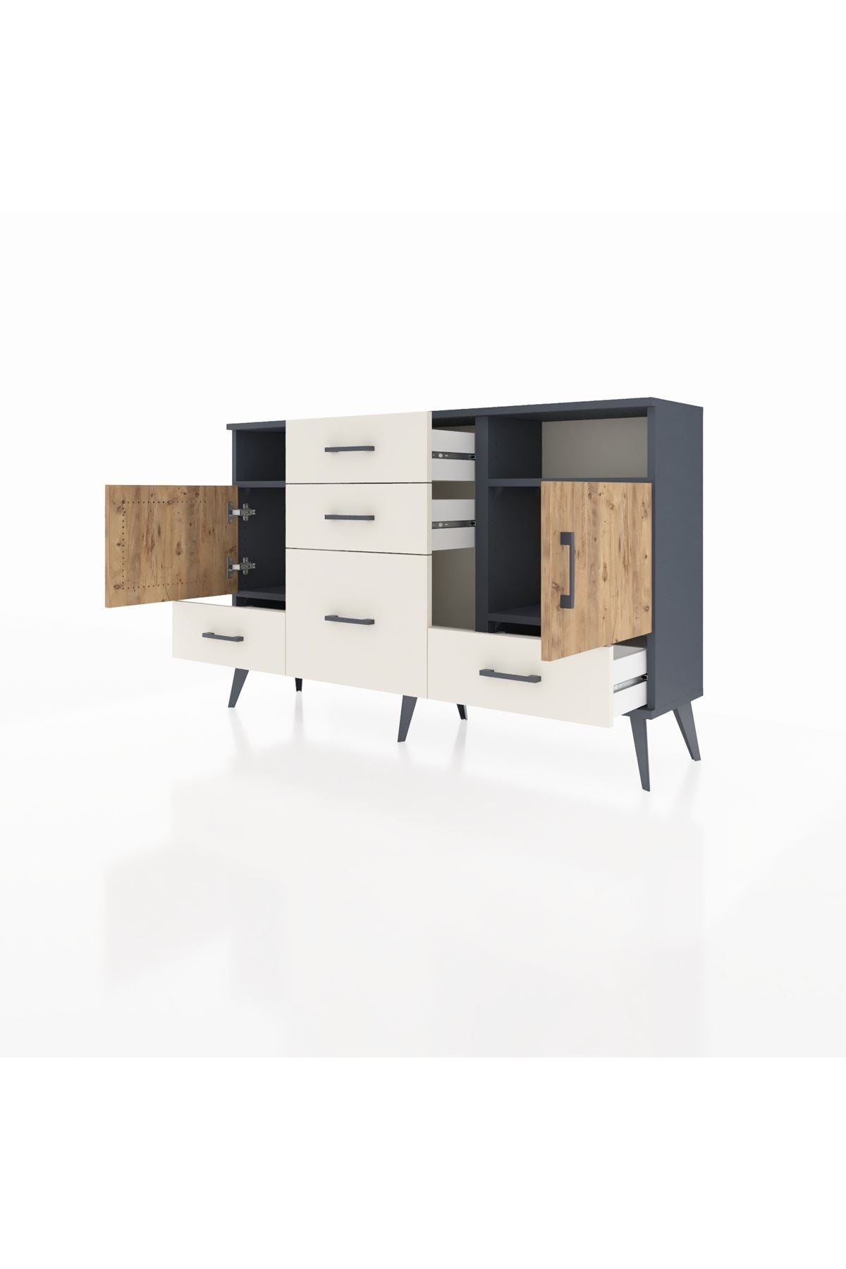 Arges Konsol 4 Raflı 5 Çekmeceli 2 Kapaklı 132x30x83 - S144M007V10A