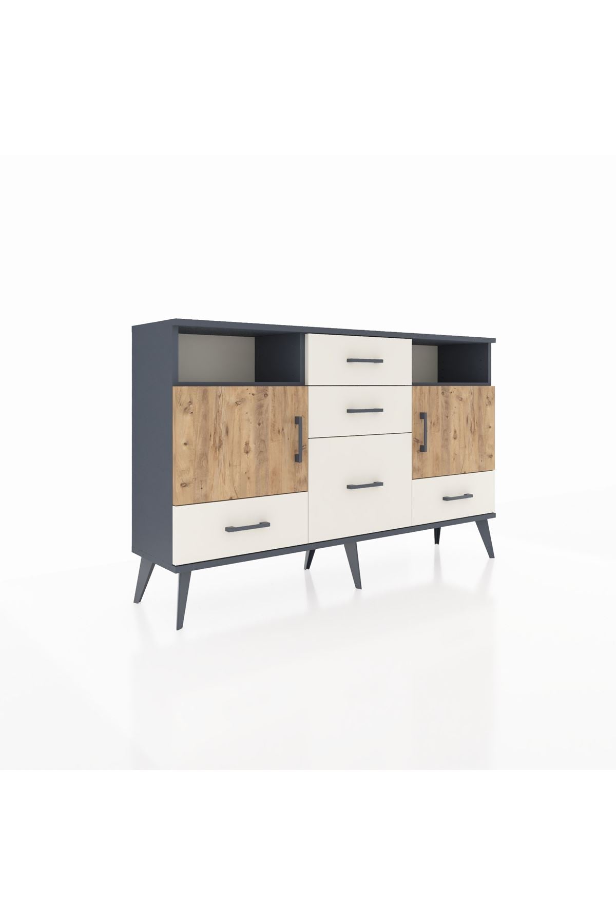 Arges Konsol 4 Raflı 5 Çekmeceli 2 Kapaklı 132x30x83 - S144M007V10A