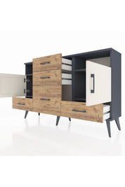Arges Konsol 4 Raflı 5 Çekmeceli 2 Kapaklı 132x30x83 - S144M007V15A