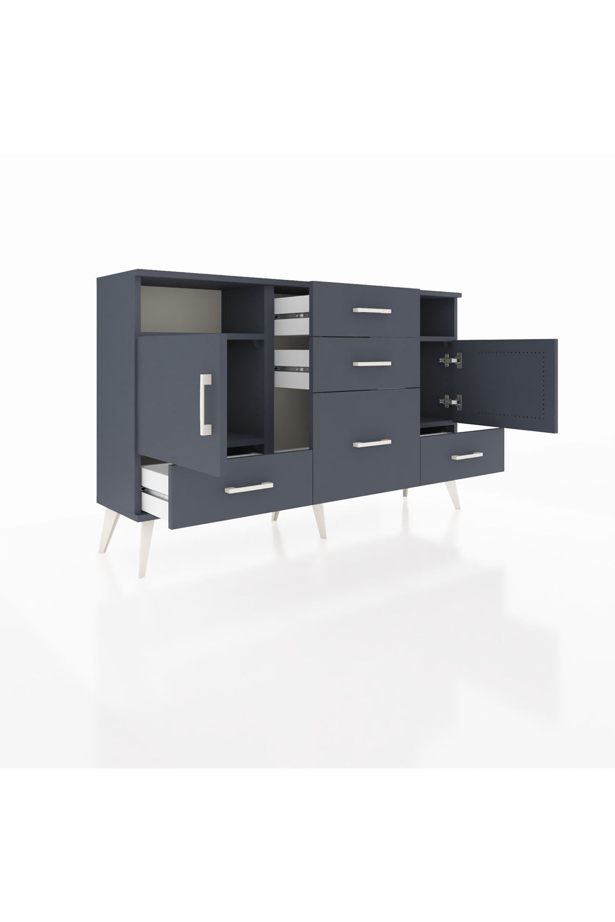 Arges Konsol 4 Raflı 5 Çekmeceli 2 Kapaklı 132x30x83 - S144M007V17A