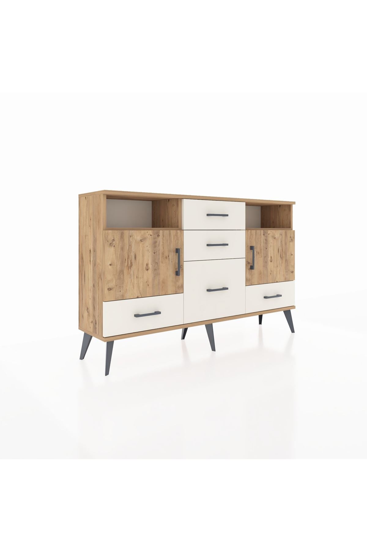Arges Konsol 4 Raflı 5 Çekmeceli 2 Kapaklı 132x30x83 - S144M007V19A