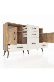Arges Konsol 4 Raflı 5 Çekmeceli 2 Kapaklı 132x30x83 - S144M007V19A