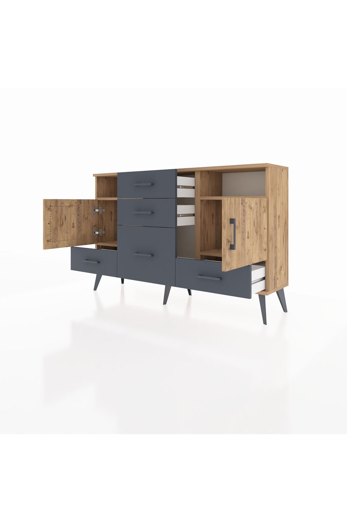 Arges Konsol 4 Raflı 5 Çekmeceli 2 Kapaklı 132x30x83 - S144M007V20A
