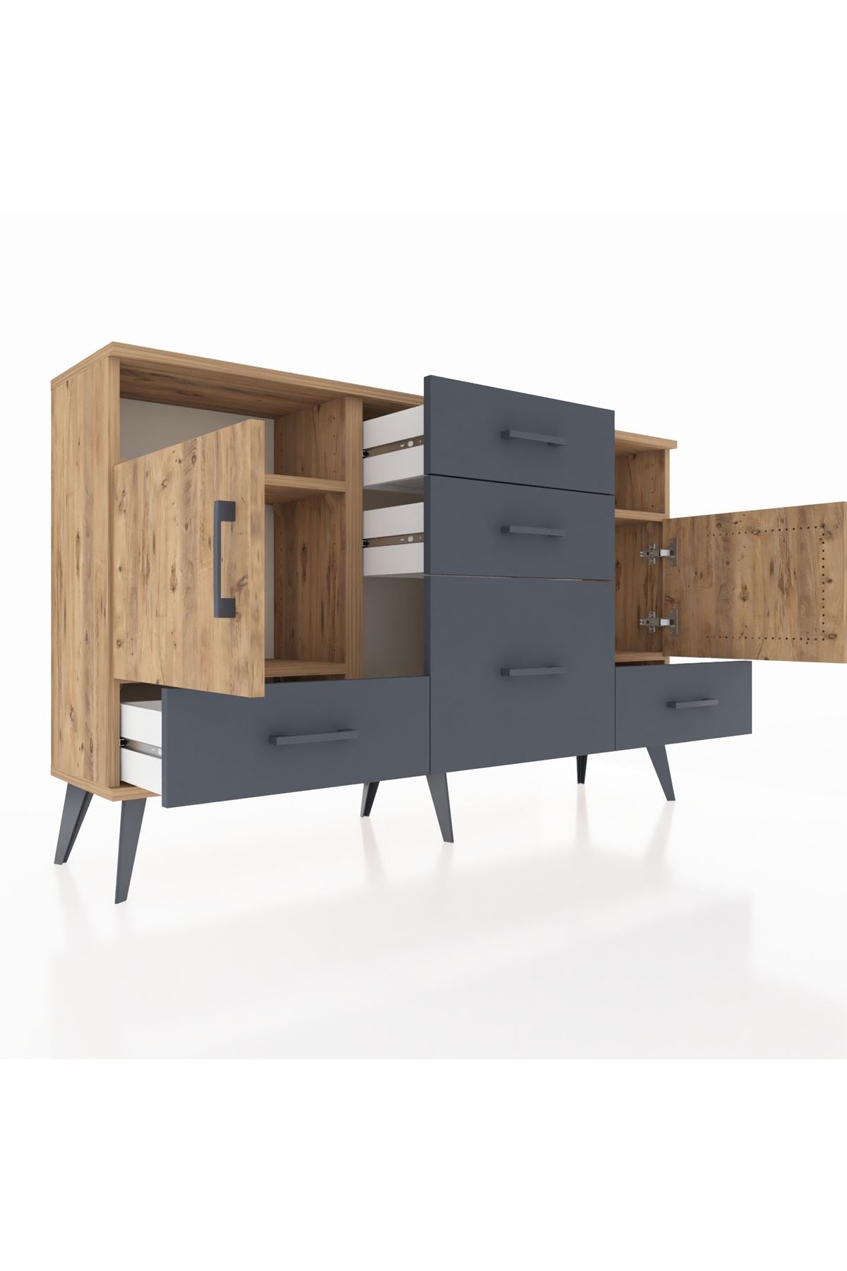 Arges Konsol 4 Raflı 5 Çekmeceli 2 Kapaklı 132x30x83 - S144M007V20A