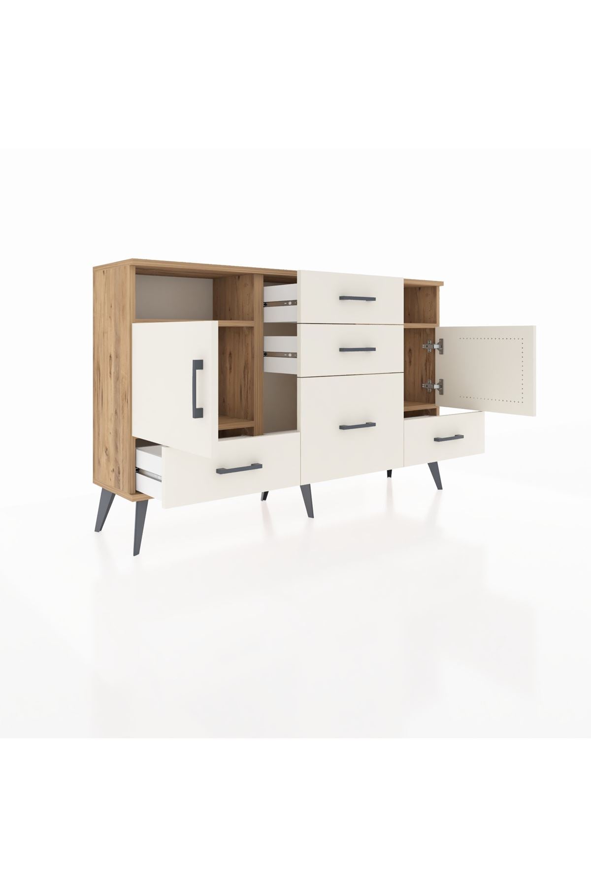 Arges Konsol 4 Raflı 5 Çekmeceli 2 Kapaklı 132x30x83 - S144M007V22A