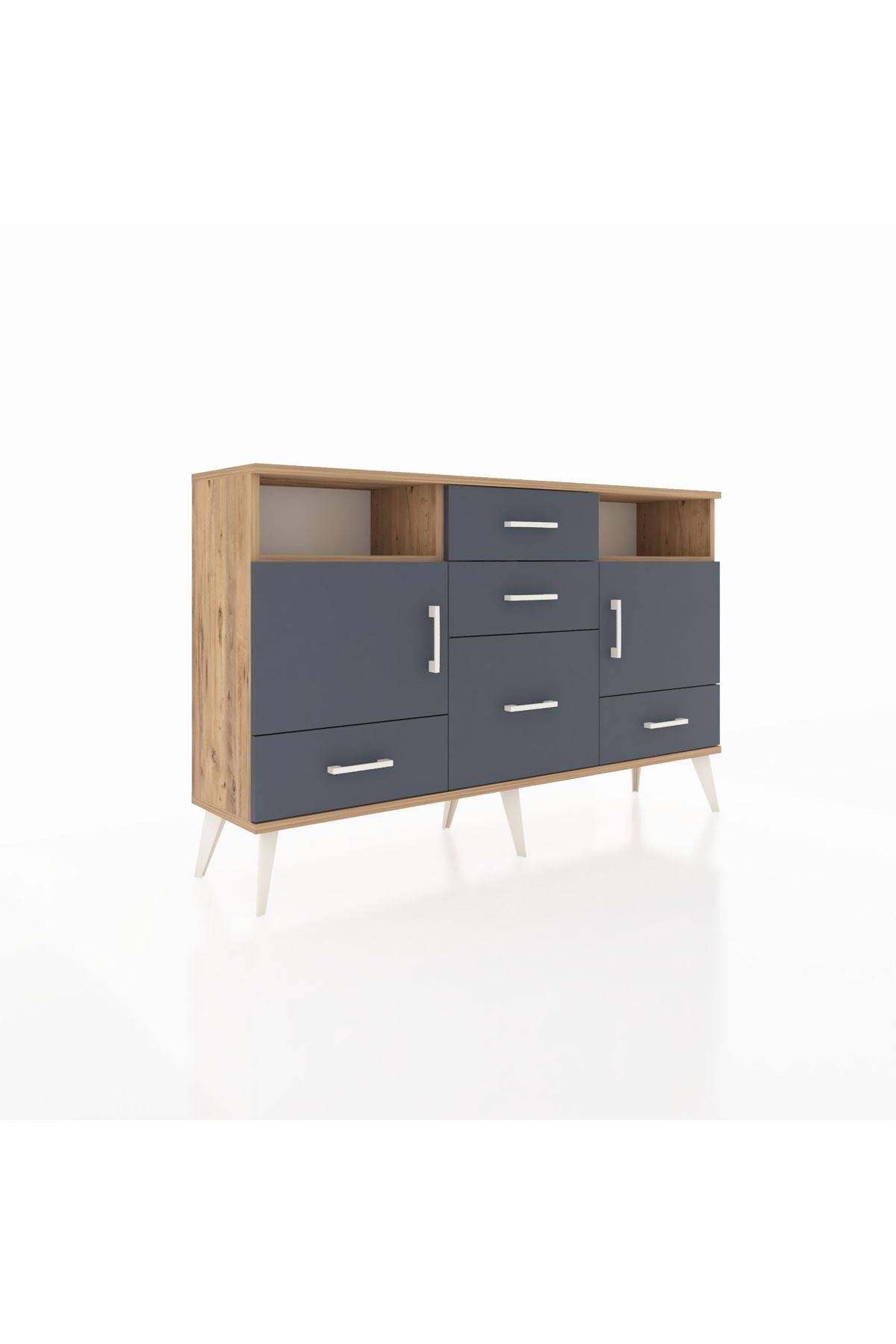 Arges Konsol 4 Raflı 5 Çekmeceli 2 Kapaklı 132x30x83 - S144M007V26A