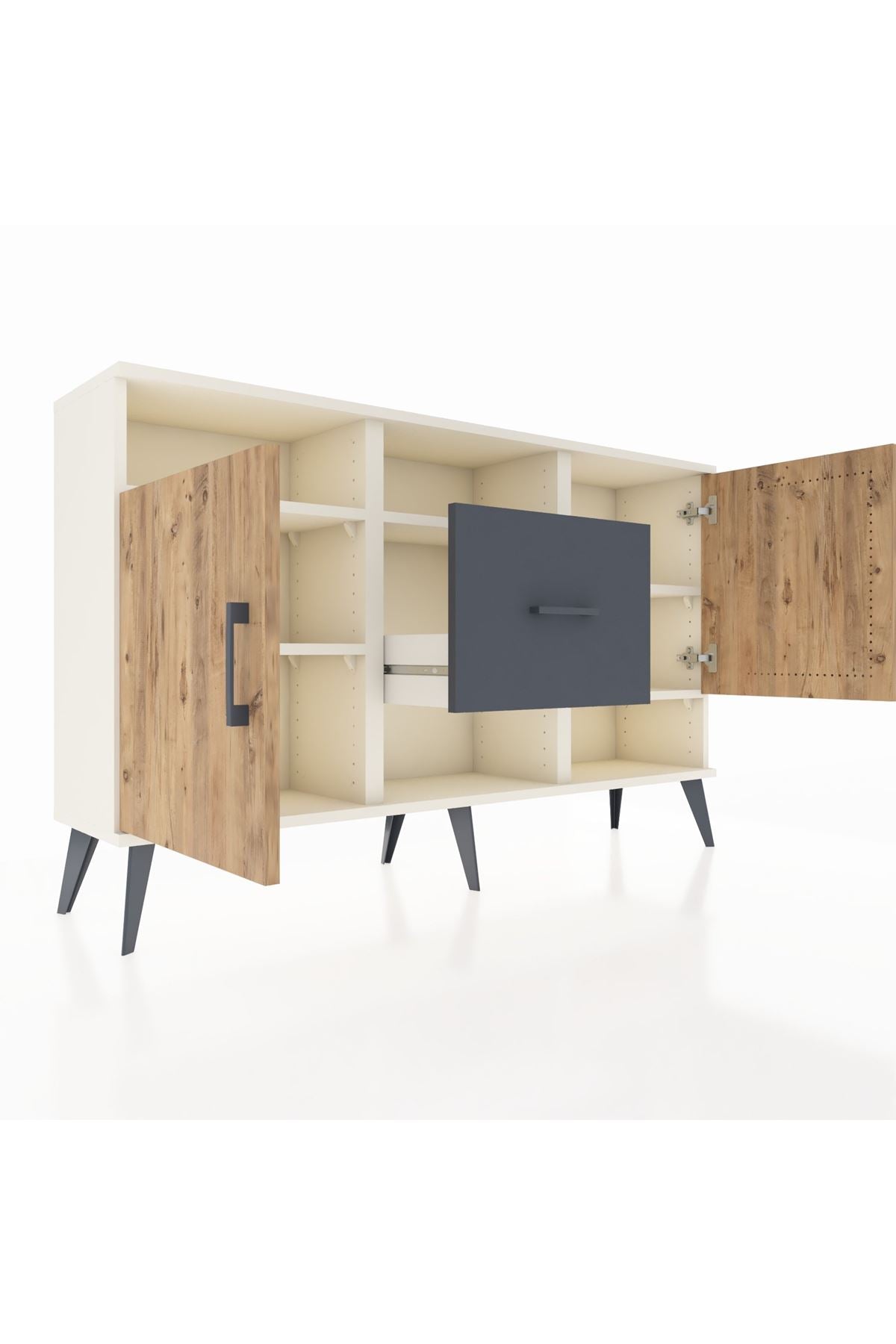 Arges Konsol 5 Raflı Tek Çekmeceli 2 Kapaklı 132x30x83 - S144M008V02A
