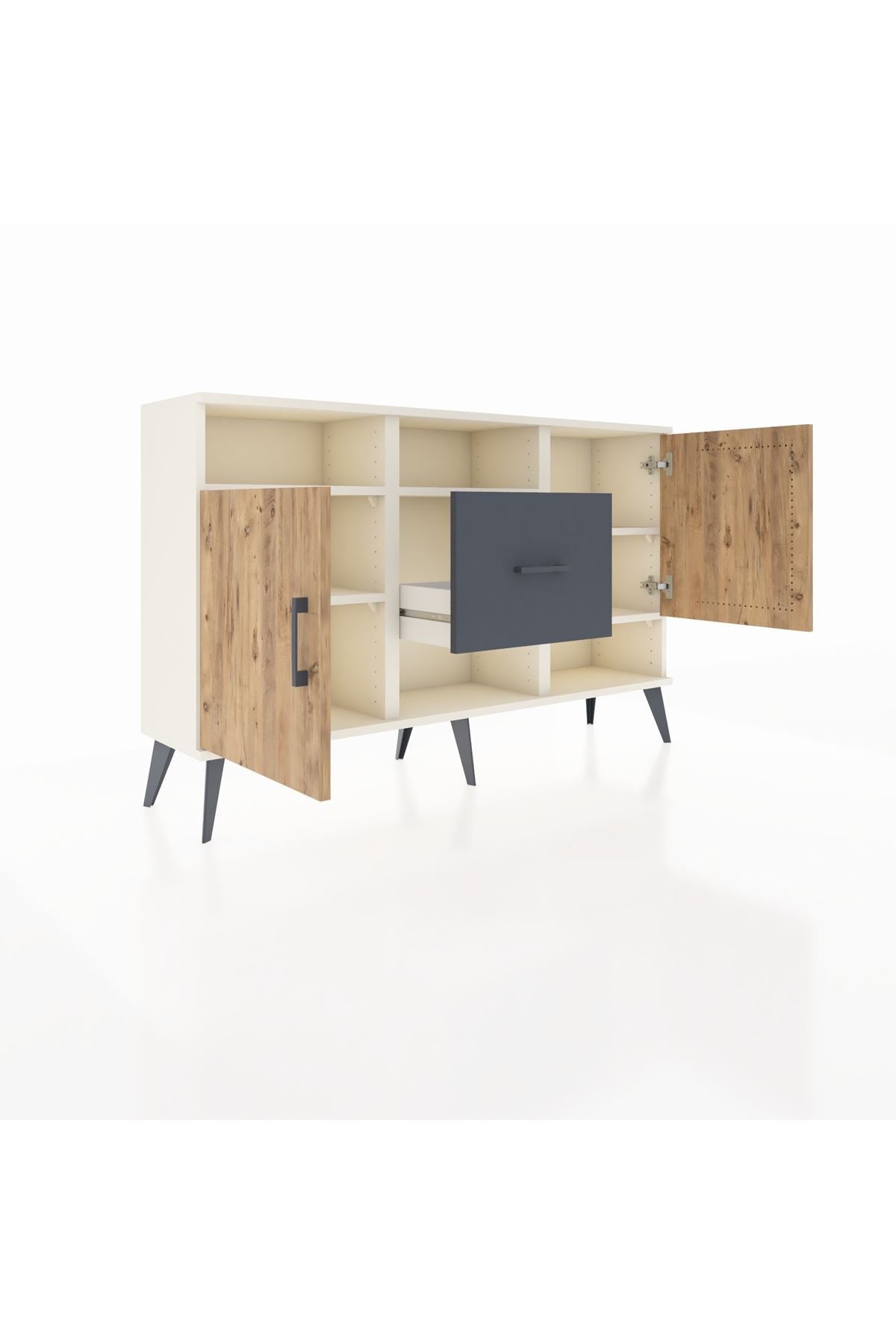 Arges Konsol 5 Raflı Tek Çekmeceli 2 Kapaklı 132x30x83 - S144M008V02A