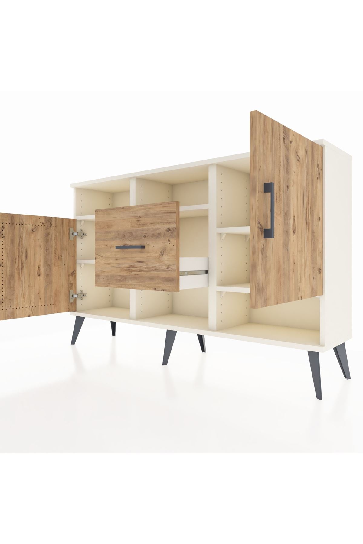 Arges Konsol 5 Raflı Tek Çekmeceli 2 Kapaklı 132x30x83 - S144M008V03A