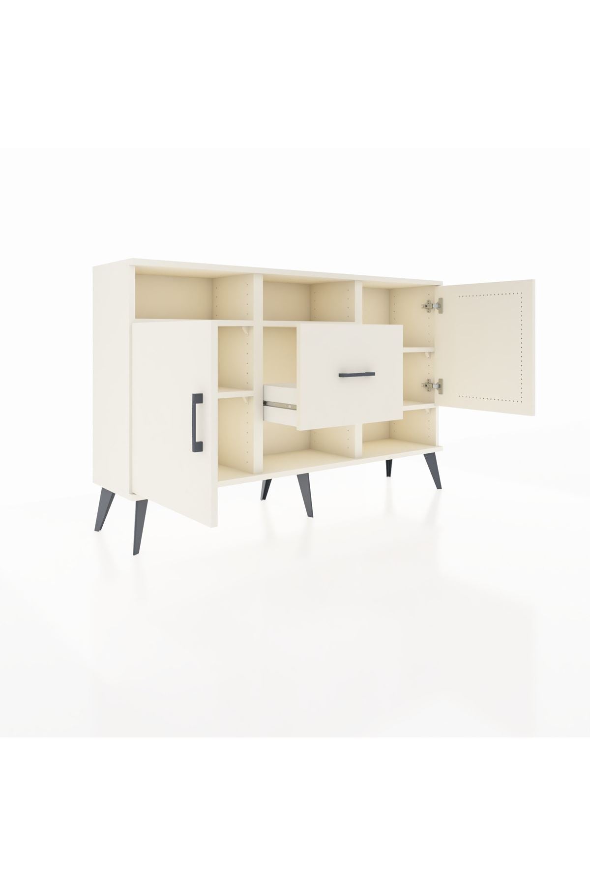 Arges Konsol 5 Raflı Tek Çekmeceli 2 Kapaklı 132x30x83 - S144M008V04A