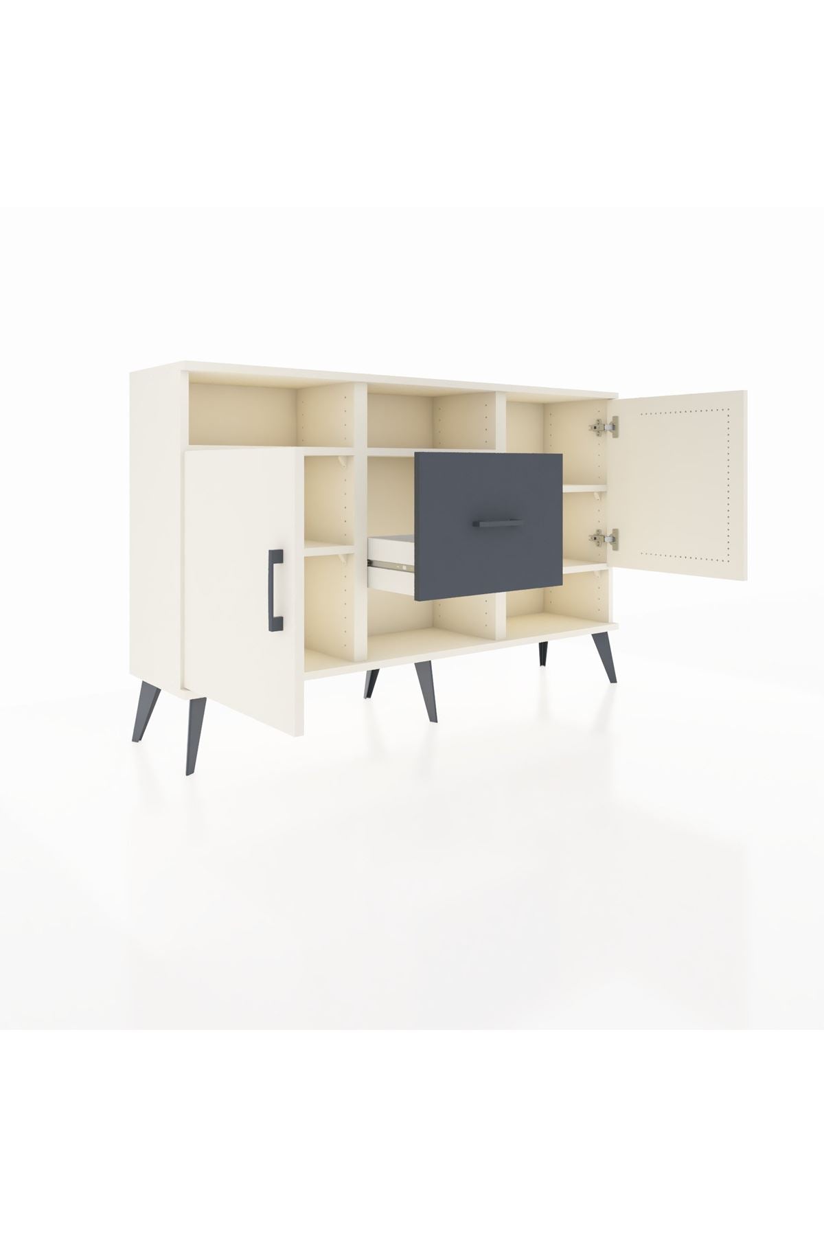 Arges Konsol 5 Raflı Tek Çekmeceli 2 Kapaklı 132x30x83 - S144M008V05A