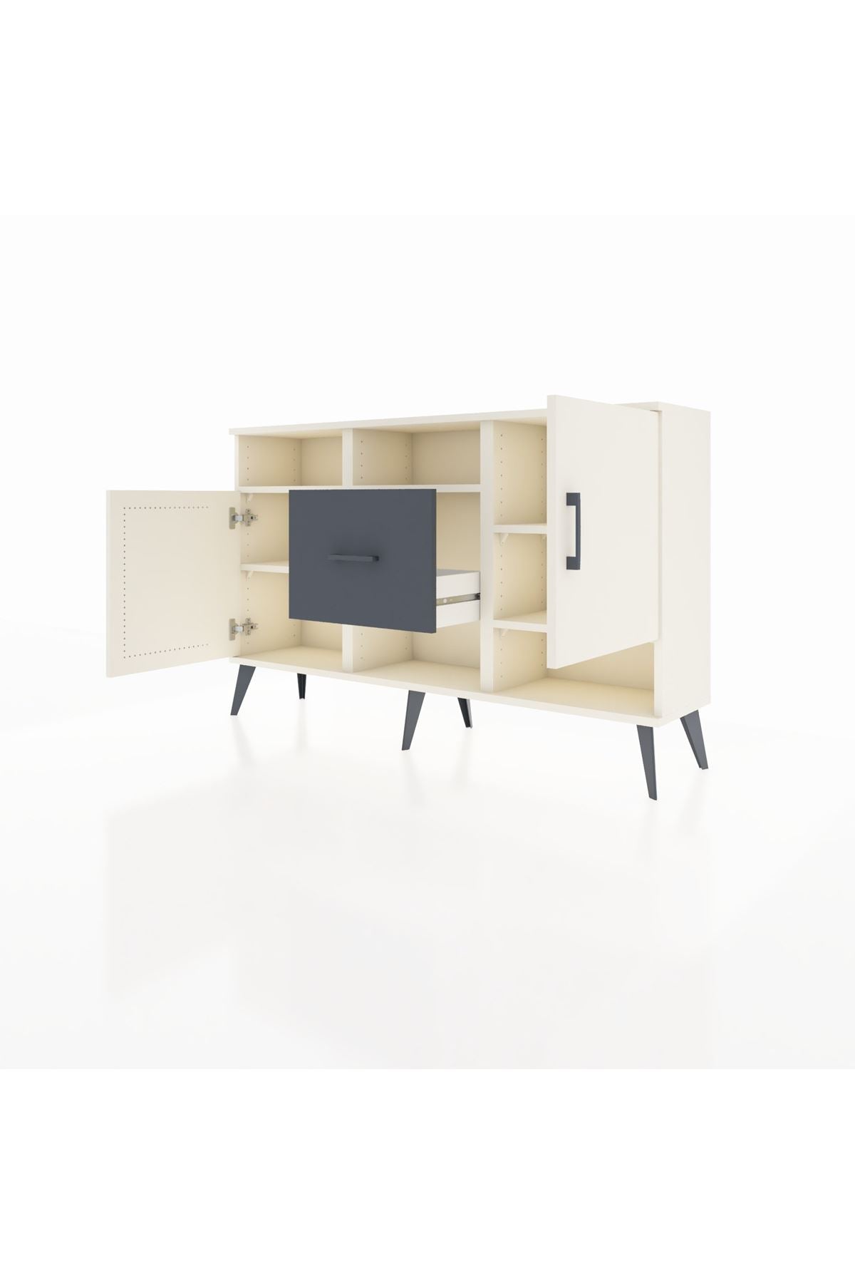 Arges Konsol 5 Raflı Tek Çekmeceli 2 Kapaklı 132x30x83 - S144M008V05A